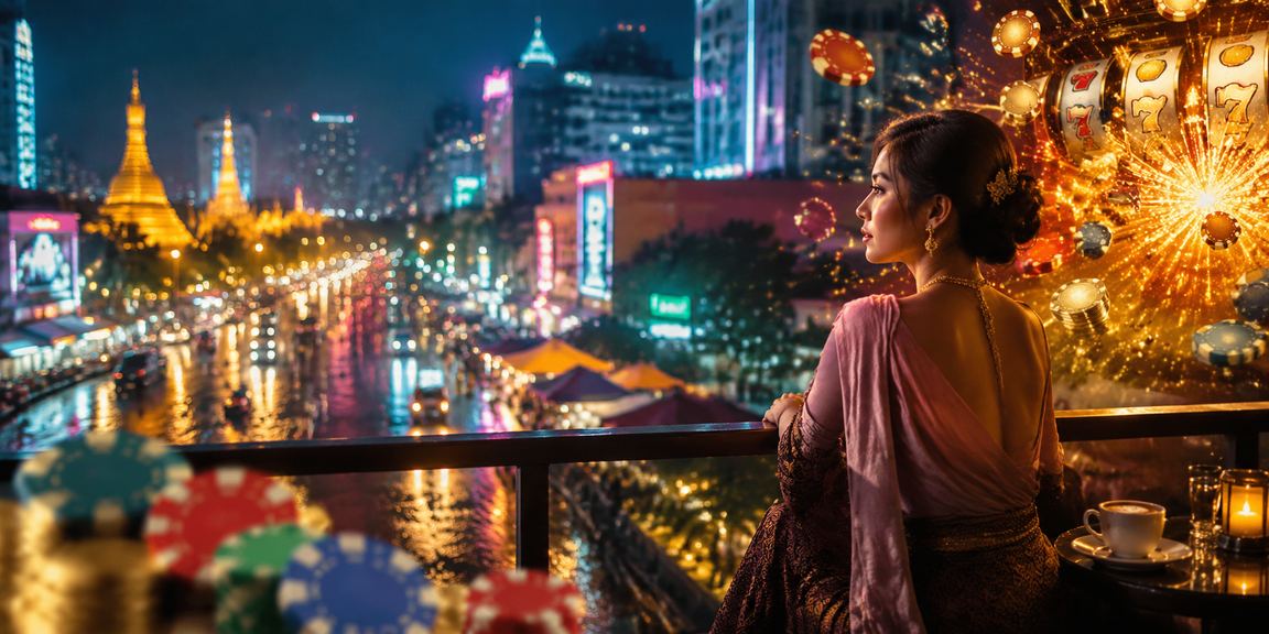 ရန်ကုန် မြို့ပြတွင် ညပိုင်းစလော့ဂိမ်း ကစားနေသည့် မြင်ကွင်း